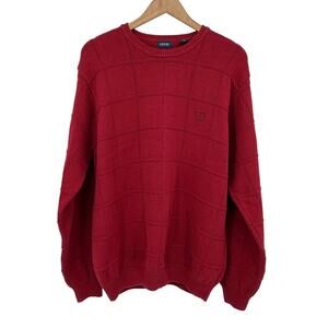 IZOD Sweater Men's XL Red Embroidered Logo Preppy Fall/Winter Minimalist Cotton